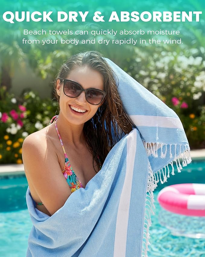 4 Packs Turkish Beach Towels Oversized Swim Towel Set Bulk Quick Dry Bath Pool Sand Free Extra Large Xl Big Blanket Adult Travel Essentials Cruise Accessories Must Have Clearance Vacation Stuff