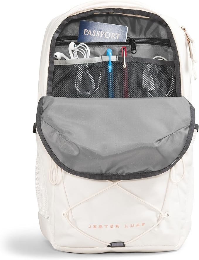 THE NORTH FACE Women's Jester Luxe Everyday Laptop Backpack, Gardenia White/Burnt Coral Metallic, One Size