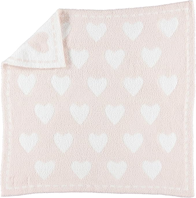 Barefoot Dreams® CozyChic® Dream Receiving Blanket, Pink-White Hearts, 30"x30"