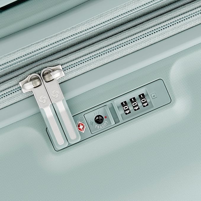 Samsonite Elevation Plus - Carry-On Hardside Luggage - Scratch Resistant Polypropylene Shell, RightHeight™ Adjustable Handle, Integrated AirTag Holder, TSA Lock, WetPak™ Compartment - Cypress Green
