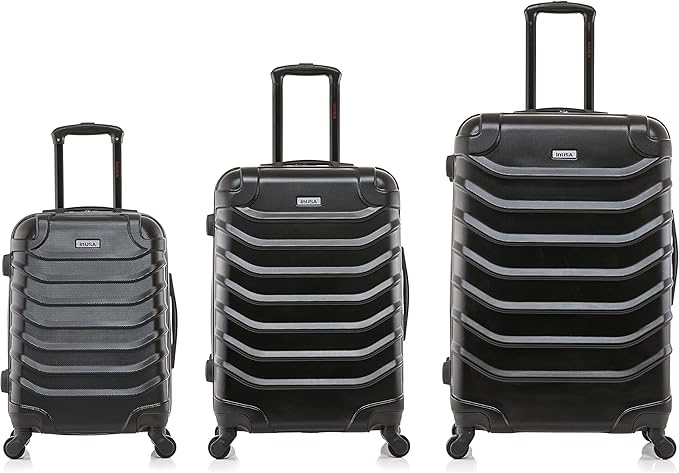 InUSA ENDURANCE Luggage with Spinner Wheels | Spacious Durable Lightweight Hardshell Suitcase, Travel Sets with Handle and Trolley | (20in, 24in, 28in) 3 Piece Luggage Set | Black