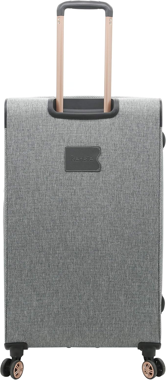 kensie Hudson Softside 3-Piece Spinner Luggage Set, Heather Gray