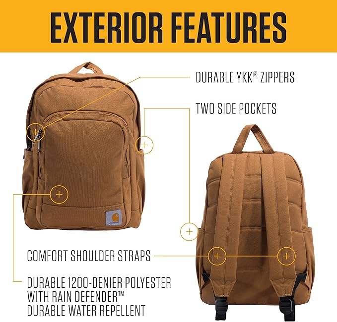 Carhartt 25L Classic Laptop Backpack, Durable Water-Resistant Pack W/ 15" Laptop Sleeve and Multiple Organizational Compartments, Contains PFAS, Blind Duck Camo