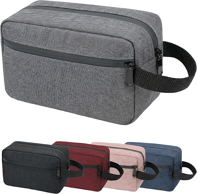 Travel Toiletry Bag for Women Men, Small Makeup Bag, Water-Resistant Cosmetic Bag, Cosmetic Pouch, Traveling Dopp Kit, Travel Essentials Accessories (Grey)