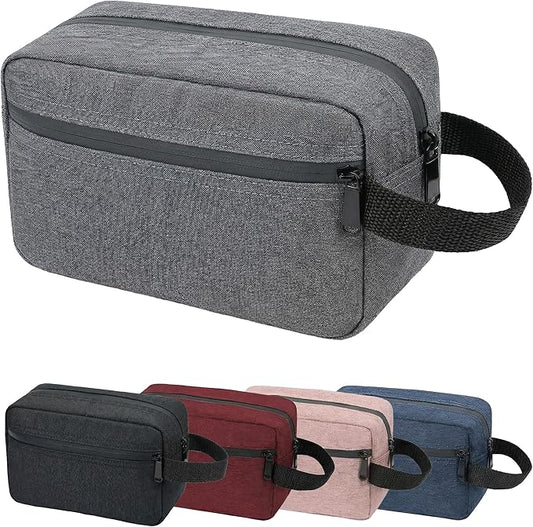 Travel Toiletry Bag for Women Men, Small Makeup Bag, Water-Resistant Cosmetic Bag, Cosmetic Pouch, Traveling Dopp Kit, Travel Essentials Accessories (Grey)