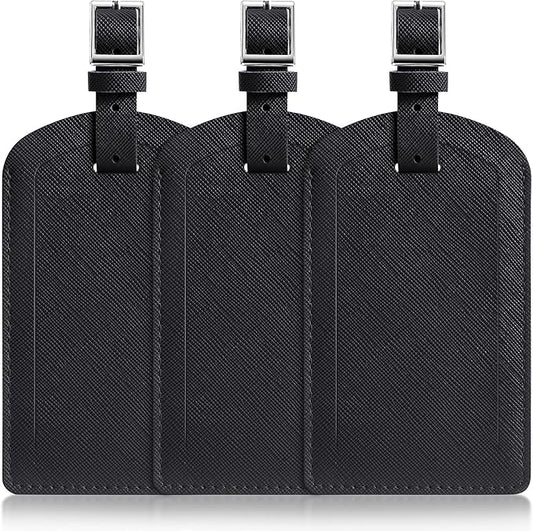 3 Pack Luggage Tags for Suitcases, TSA Approved Bag Tags, Baggage Tags with Privacy Protection, Travel Essentials Luggage Accessories, Black
