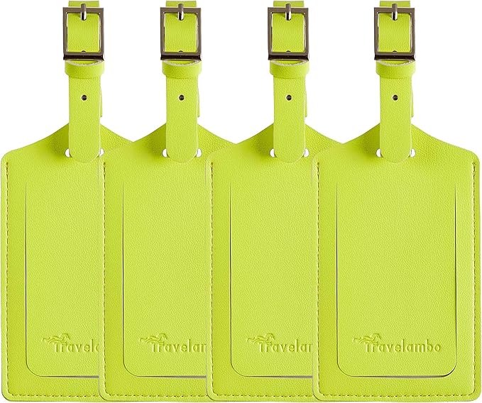 Travelambo Luggage Tags for Suitcases PU Leather Travel Tags Bag Tags Privacy Protection Travel Essentials