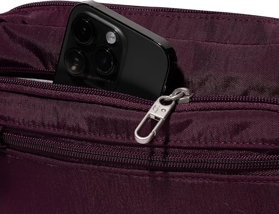 Baggallini Securtex Anti-theft Belt Bag 8.8"x5.5" Crossbody Fanny Pack for Women RFID Wallet Locking Zipper Travel Purse