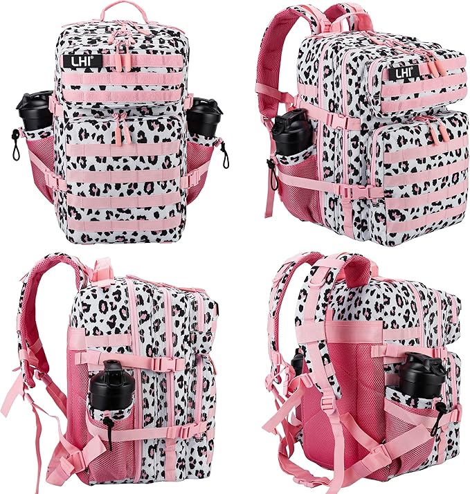 LHI Military Tactical Backpack for Men and Women 45L Army 3 Days Assault Pack Bag Large Rucksack with Molle System - Pink Leopard