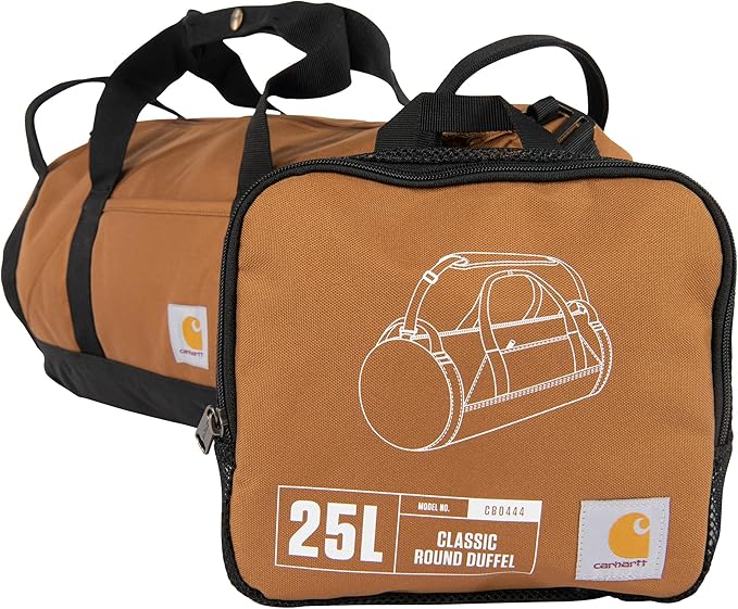 Carhartt Classic Round Duffel with Utility Pouch, Heavy-Duty, Water-Resistant Packable Gear Bag for Jobsite, Gym, and Travel