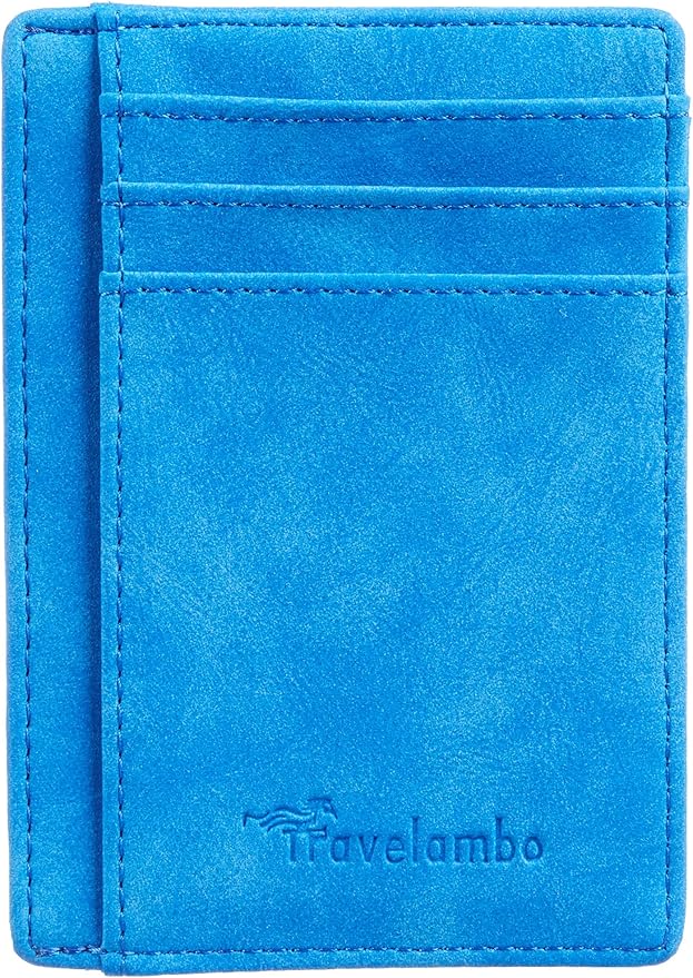 Travelambo Slim Wallet Front Pocket Minimalist Leather RFID Blocking Medium Size