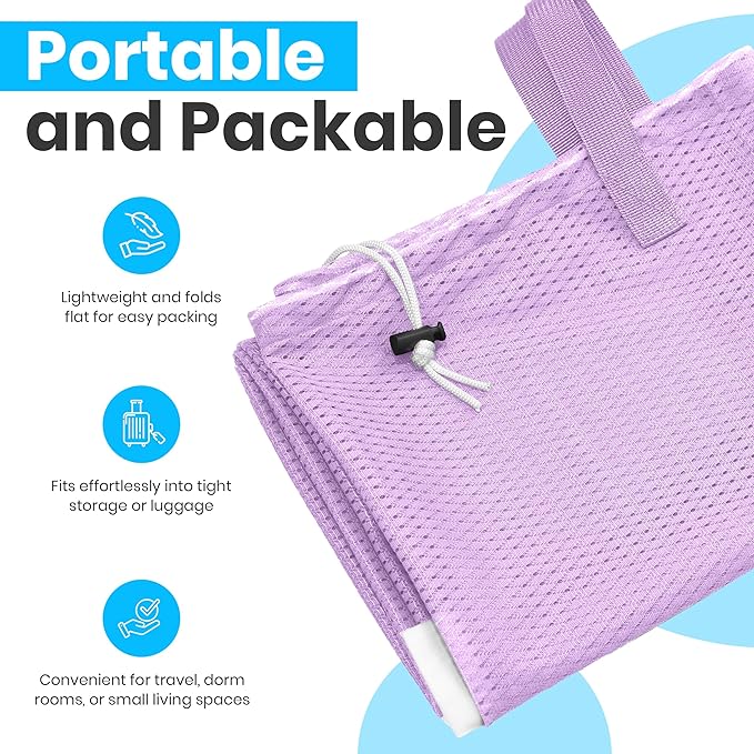 Large Mesh Laundry Bags - Heavy Duty with Handles & Drawstring - Machine Washable Net Laundry Sacks for College Dorm, Camp, Travel, Bedding & Clothes Storage (Purple)