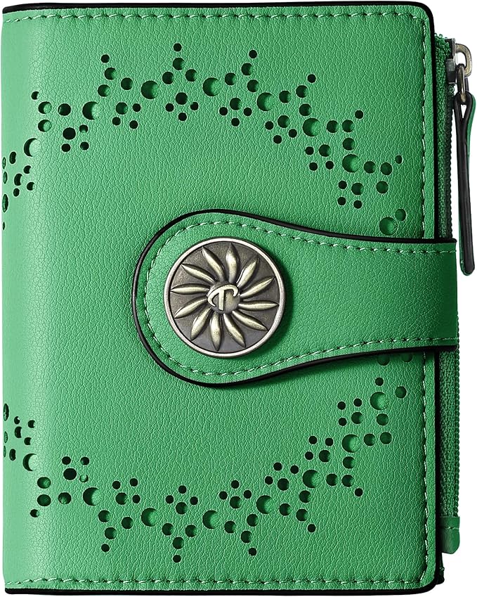 Tipmile Small Wallet for Women Bifold RFID Blocking Card Holder Leather Wallets with Zipper Coin Pocket