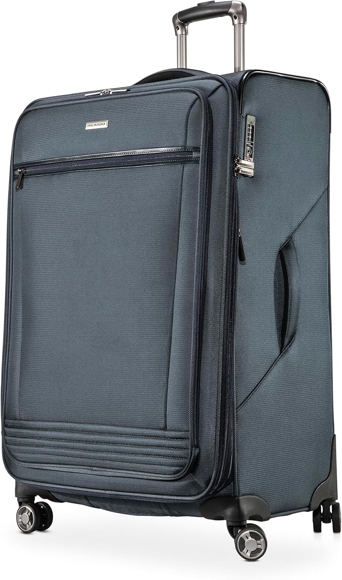 Ricardo Beverly Hills Avalon Softside Medium Check-In Luggage Made with Sustainable 100% Recycled PET (rPET), Lightweight, Eco-Friendly Travel, Expandable, Dual Spinner Wheels, Storm Blue, 28-inch