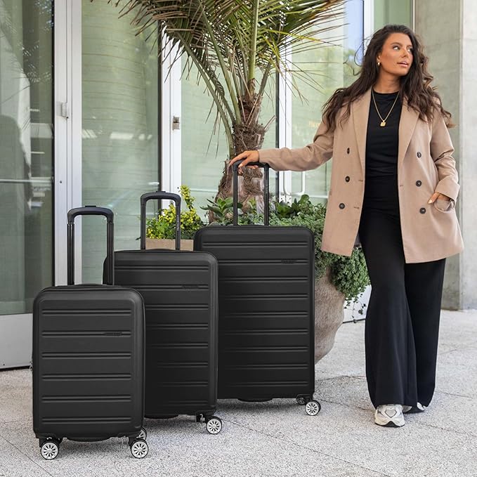 Travel Select Snowcreek Hardside Expandable Spinner Luggage Set w/USB Port, Black, 2-Piece