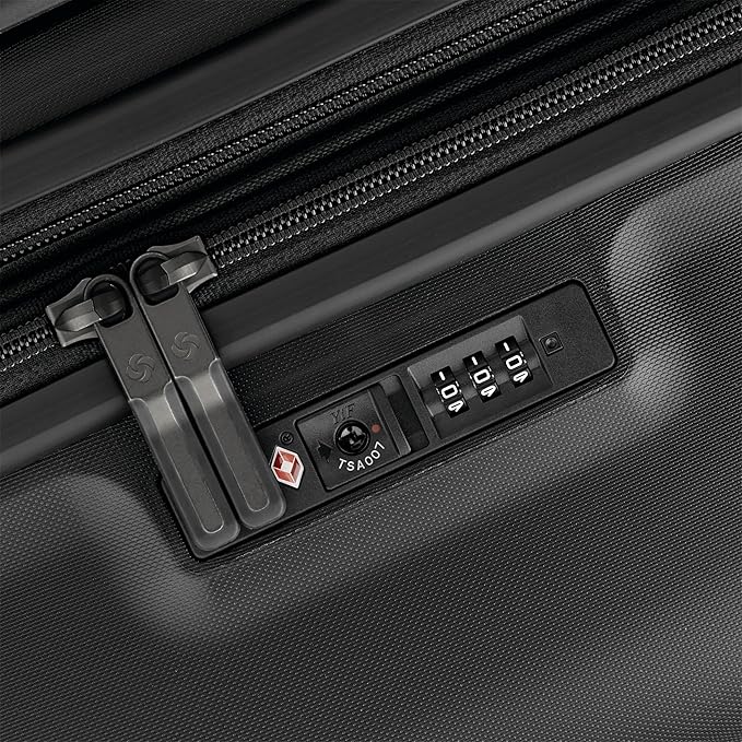 Samsonite Elevation Plus - Large Hardside Luggage - Scratch Resistant Polypropylene Shell, RightHeight™ Adjustable Handle, Integrated AirTag Holder, TSA Lock, WetPak™ Compartment - Triple Black