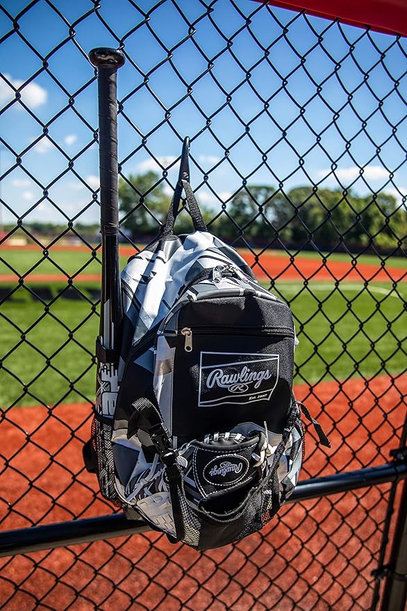 Rawlings | REMIX Backpack Equipment Bag | T-Ball & Youth Baseball / Softball | Black