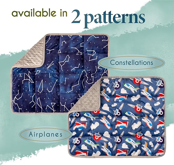 Florensi Weighted Lap Pad - 20" x 23", 7 lb, Blue Constellations - Focus & Calm Sensory Blanket - Portable Travel Weighted Blanket - Machine Washable Cooling Weighted Cover