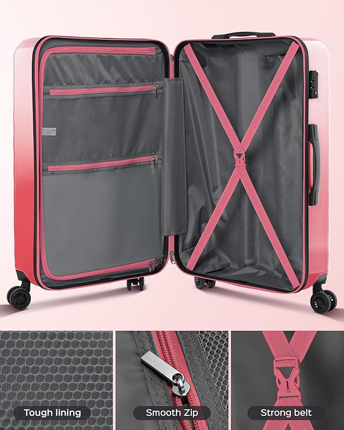 Suitour Carry on Suitcase Airline Approved, Hardside Lightweight Rolling Luggage for Women (20" Carry-on)