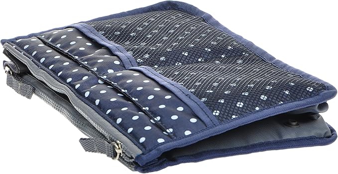 Vercord Purse Organizer Insert for Handbags Bag Organizers Inside Tote Pocketbook Women Nurse Nylon 13 Pockets Navy Blue Dot Large
