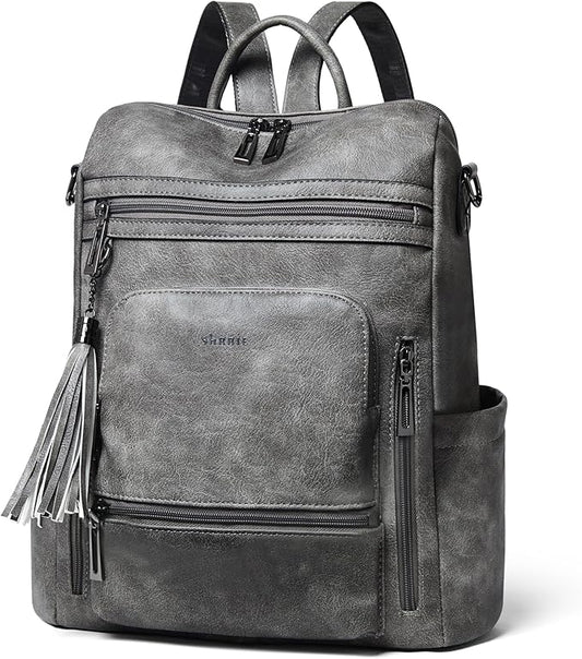 Shrrie Vegan Leather Laptop Backpack for Women 15.6 inch Work Backpack Fashion Travel Backpack Purse for Travel College Work