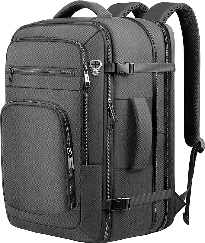 Roomy Travel Backpack, Expandable 40L-50L Carry On Backpack For 17.3" Laptop,TSA Flight Approved Business Travel Backpack w/ Multiple Organizer Pockets for Work,Overnight Trip,College &Daily Commuting