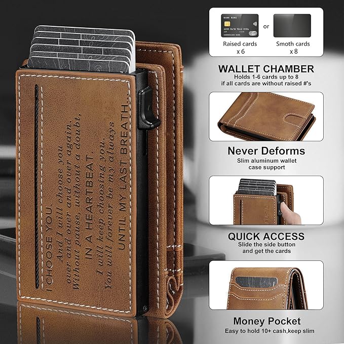 furid Gifts for Husband Him Valentines: Smart Wallet Rfid Blocking - Stocking Stuffers Gift Boxed For Boyfriend Father at Birthday Valentines Day Anniversary