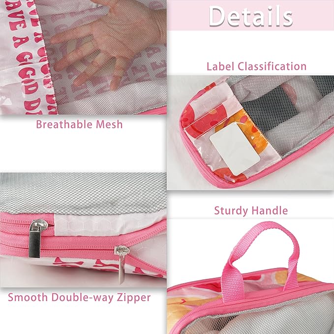 7 Pcs Compression Packing Cubes for Travel Luggage, Lightweight Suitcase Organizer Bags Set, Compression Packaging Cube for Travel Essentials, Packing Cubes for Carry on Suitcase