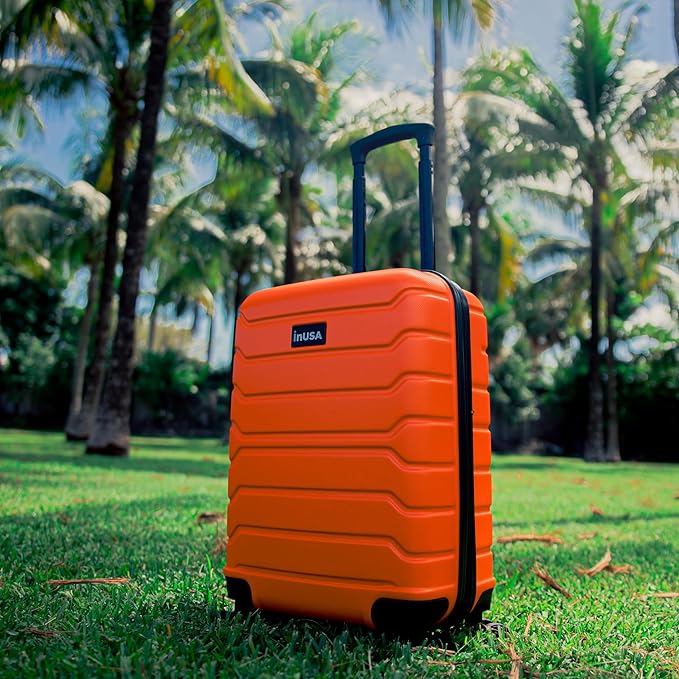 InUSA TREND Luggage with Spinner Wheels | Durable Lightweight Hardshell Suitcase, Travel bag with Handle and Trolley, 20-Inch Carry On Small Luggage | Orange