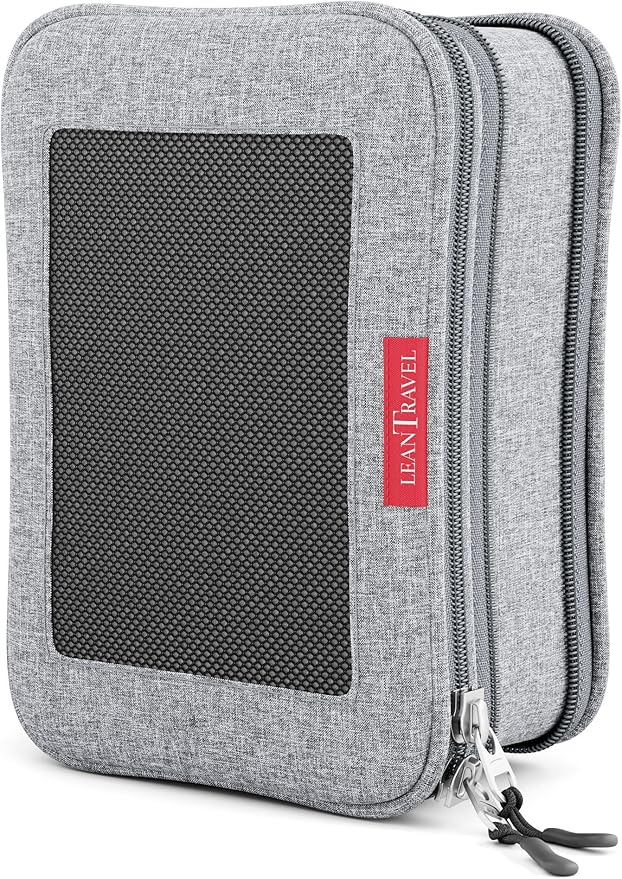LeanTravel Premium Compression Packing Cubes for Travel - Suitcase Organizer Bags with Double Zipper & Breathable Mesh Panel - Space Saving Carry On Luggage Essentials (1 Small Bag, Grey)