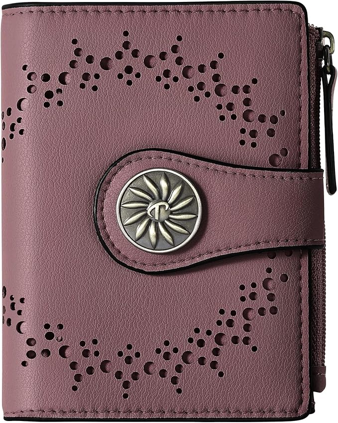 Tipmile Small Wallet for Women Bifold RFID Blocking Card Holder Leather Wallets with Zipper Coin Pocket