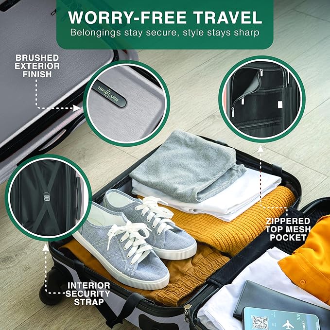 24 Inch Luggage with Spinner Wheels, Hard Shell Suitcase with TSA Locks for Luggage, Travel Large Suitcase, Expandable Hard Shell Suitcases, Grey