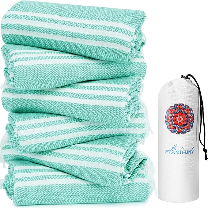 6 Pack Turkish Beach Towels Quick Dry Sand Free Oversized Bath Pool Swim Towel Extra Large XL Blanket Adult Travel Cruise Accessories Must Haves Clearance Stuff Necessities Vacation Essentials