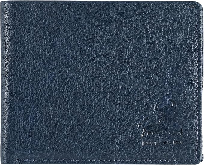 RFID Bifold Leather Wallet For Men with Flip Up ID Secure and Durable Extra Capacity Billfold with 11 Credit Cards in Vintage Buffalo Blue, Tight Stitching & Quick Thumb Push Access, Gift Boxed