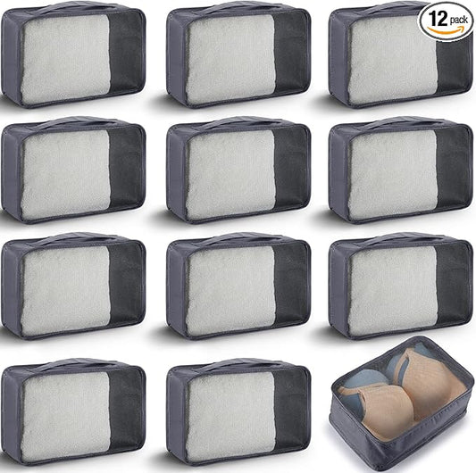 Woanger 12 Pcs Small Packing Cubes for Travel, Light Packing Cubes for Suitcases Mesh Luggage Organizer Bags Travel Accessories Essentials 12 x 8 x 5 Inch(Grey)