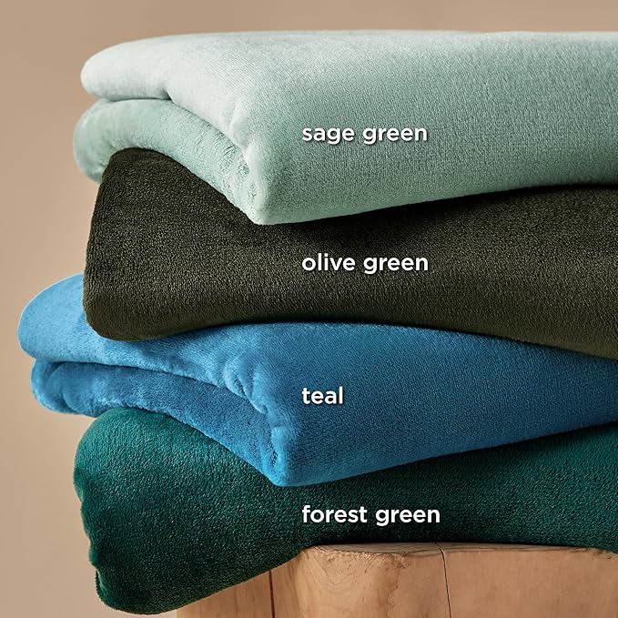 Bedsure GentleSoft Fleece Throw XL Blanket Olive Green - 300GSM Soft Lightweight Plush Cozy Blankets for Bed, Sofa, Couch, Travel, Camping, 50x70 inches
