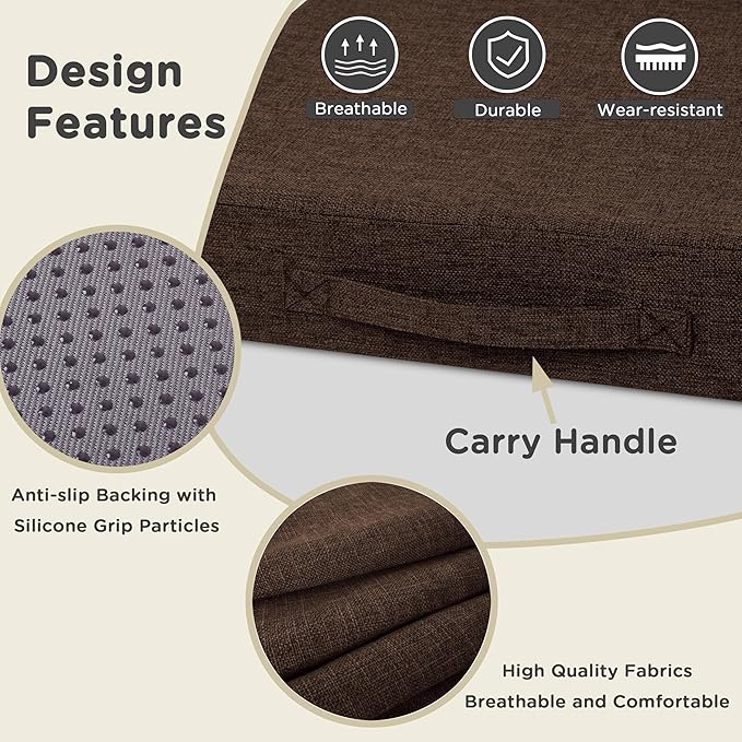 AddGrace Recliner Cushions for Elderly Thick Seat Cushion 20"x20"x4" Chair Pads with Non Slip Backing and Washable Cover for Couch Armchair Chairs Coffee