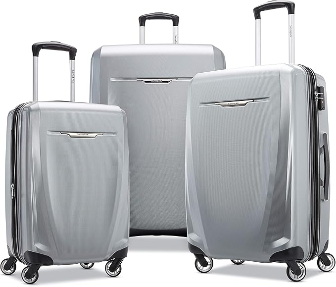Samsonite Winfield 3 DLX Hardside Expandable Luggage with Spinners, Silver, 3-Piece Set (20/25/28)
