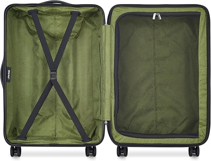 Jeep JH004C Hardside Expandable Luggage with Spinner Wheels, Peacoat Navy, Checked-Medium 24 Inch