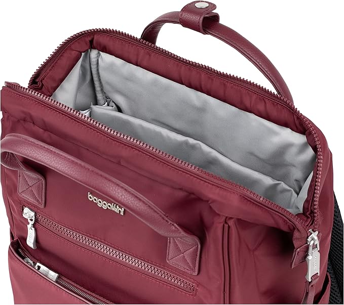 Baggallini Soho Backpack - Travel Laptop Backpack for Women - Lightweight Water-Resistant Luggage Bag, Dark Cherry