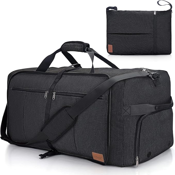 100L Travel Duffle Bag for Men, Urtala 32” Large Duffle Bag for Traveling with Shoe Compartment, Foldable Travel Duffel Bag Weekender Bag Gym Bag for Men Women Waterproof & Tear Resistant (Black)