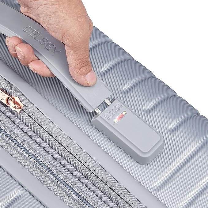 DELSEY PARIS Cruise 3.0 Hardside Expandable Luggage with Spinner Wheels, Platinum, Checked-Medium 24 Inch