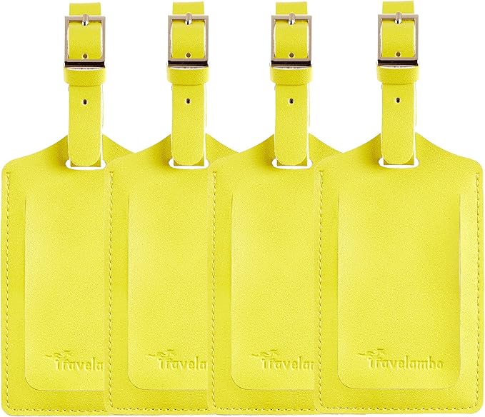 Travelambo Luggage Tags for Suitcases PU Leather Travel Tags Bag Tags Privacy Protection Travel Essentials