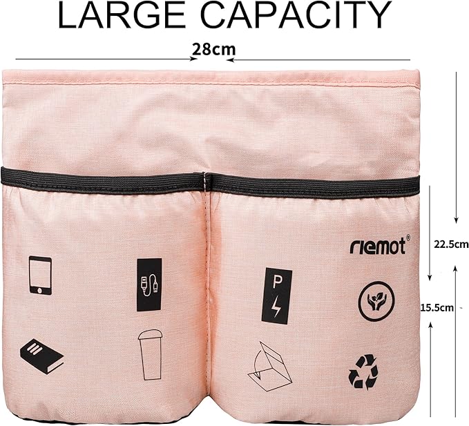 riemot Luggage Travel Cup Tablet Holder - Hold Ipad Books Passports Tickets Water Bottles - Fits Roll on Suitcase Handles - Gifts for Flight Attendants Travelers Accessories Pink
