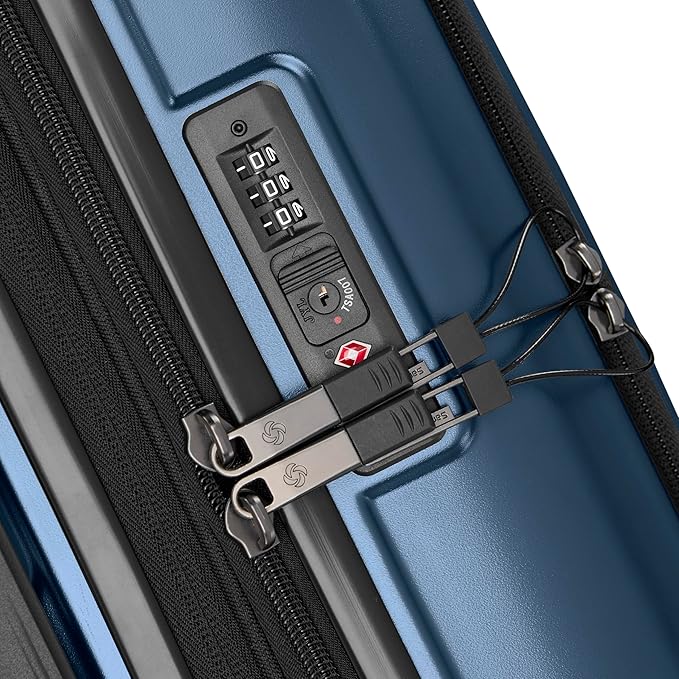 Samsonite 2 Piece Luggage Set with 21/28” Hardside Lightweight Octiv (Carry-On Pro with Front Pocket & Large Checked) Expandable, Four Spinner Wheels, Adjustable Handle, TSA Approved Lock - Blue