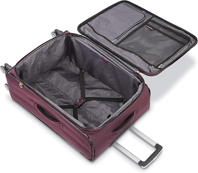 Samsonite Ascella X Softside Expandable Luggage with Spinner Wheels, Plum, Checked-Large 29-Inch