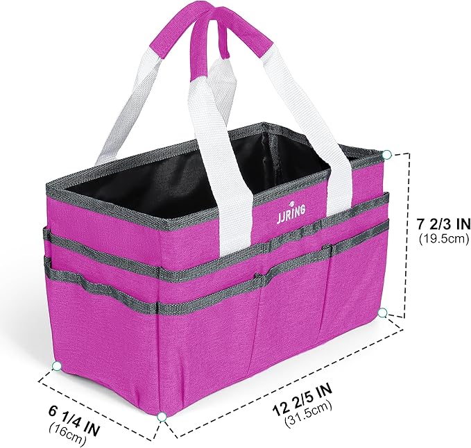 JJRING Craft Organizer Tote Bag, Art Storage Caddy with Multiple Pockets, Deep Red Sewing Bag for Art, Craft, Scrapbooking, School, Medical, and Office Supplies Storage