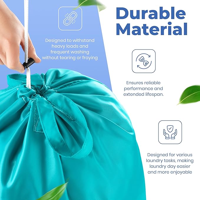 Extra Large Travel Laundry Bag - 2-Pack Fun Print Design Bags for Dirty Clothes - Durable Water-Resistant Fabric - Sturdy Drawstring Closure (Teal-Grey | Smell Me If You Dare)