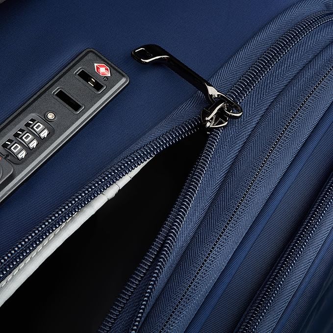 DELSEY PARIS Cruise 3.0 Softside Expandable Luggage with Spinner Wheels, Deep Sea Navy, Carry On 20 Inch
