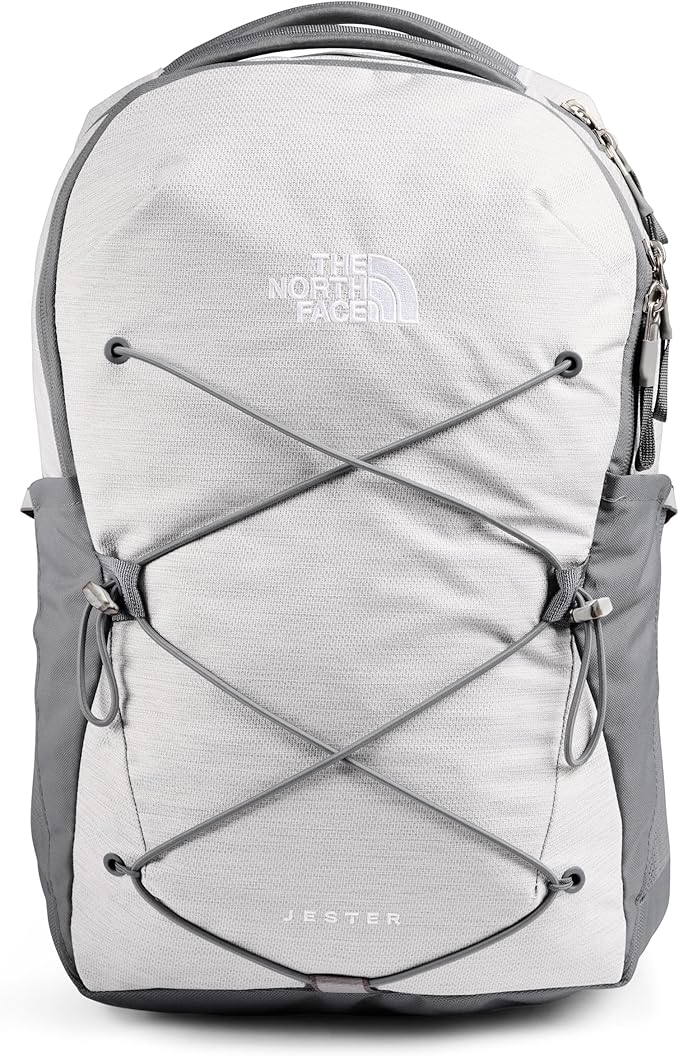The North Face Women's Jester Everyday Laptop Backpack - Commuter Travel Bag, Laptop Sleeve, Water-Repellent, TNF White Metallic Mélange/Mid Grey-NPF, One Size